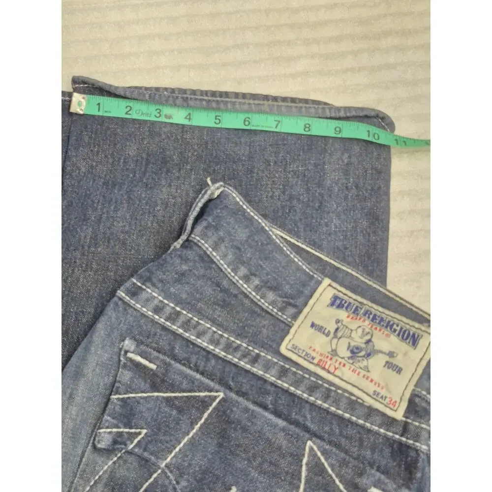 True Religion Dark Wash Billy Seat 34 Horseshoe Flap Pockets Stylish Fit 38x29